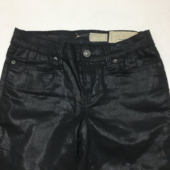 ALL SAINTS Spitalfields Ankle Zip Petrel Brodie Shimmer Coated Skinny Jeans - Picture 5 of 12